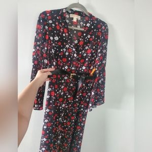MICHAEL Michael Kors Floral Button down Bell Sleeve Midi Dress M